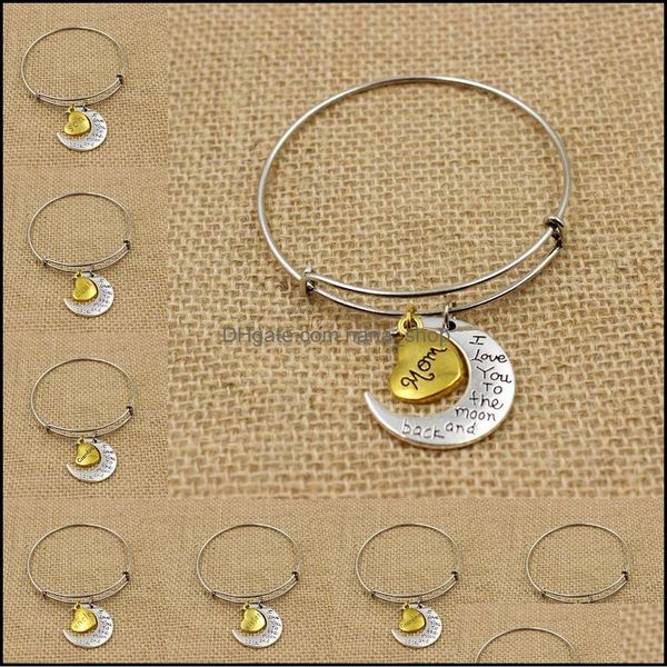 charm bracelets jewelry wholesale family i love you to the moon and back european alloy bangle chain bracelet fashion diy drop delivery 2021, Golden;silver
charm bracelets jewelry wholesale family i love you to the moon and back european alloy bangle chain bracelet fashion diy drop delivery 2021, Golden;silver