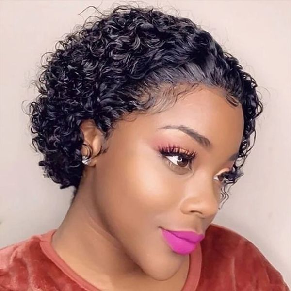 short bob water curly pixie cut human hair lace front wig deep wave 130 density 13x1 lace frontal wigs for black women, Black;brown
short bob water curly pixie cut human hair lace front wig deep wave 130 density 13x1 lace frontal wigs for black women, Black;brown