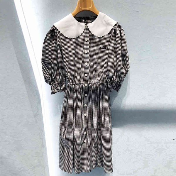 casual dresses niche spring summer baby collar checkered design short sleeve dress bubble sleeve retro middle and long skirt women, Black;gray
casual dresses niche spring summer baby collar checkered design short sleeve dress bubble sleeve retro middle and long skirt women, Black;gray