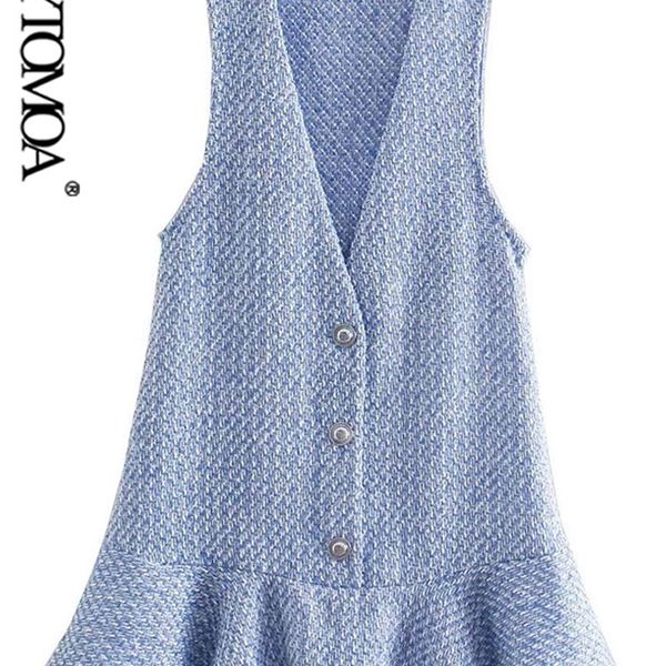 kpytomoa women fashion tweed ruffled pinafore mini dress vintage v neck sleeveless female dresses vestidos mujer 220516, Black;gray
kpytomoa women fashion tweed ruffled pinafore mini dress vintage v neck sleeveless female dresses vestidos mujer 220516, Black;gray