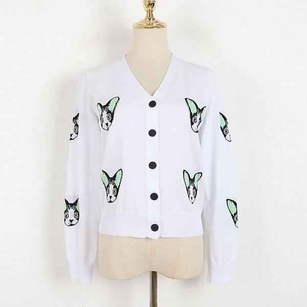 217 2022 milan runway spring summer brand same style sweater white long sleeve v neck womens dl, White;black
217 2022 milan runway spring summer brand same style sweater white long sleeve v neck womens dl, White;black