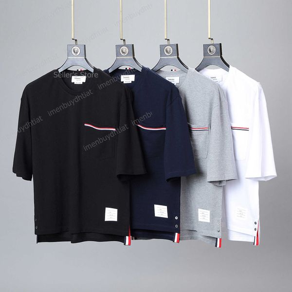 22 fashion luxury brand tb-thom short sleeve t shirts round neck loose men's and women's same korean casual, White;black
22 fashion luxury brand tb-thom short sleeve t shirts round neck loose men's and women's same korean casual, White;black