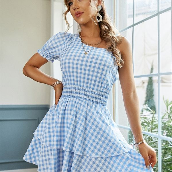 ruffle one shoulder puff sleeve blue plaid summer mini dress women holiday short sleeves vestido elastic y2k dress 2022 220511, Black;gray
ruffle one shoulder puff sleeve blue plaid summer mini dress women holiday short sleeves vestido elastic y2k dress 2022 220511, Black;gray