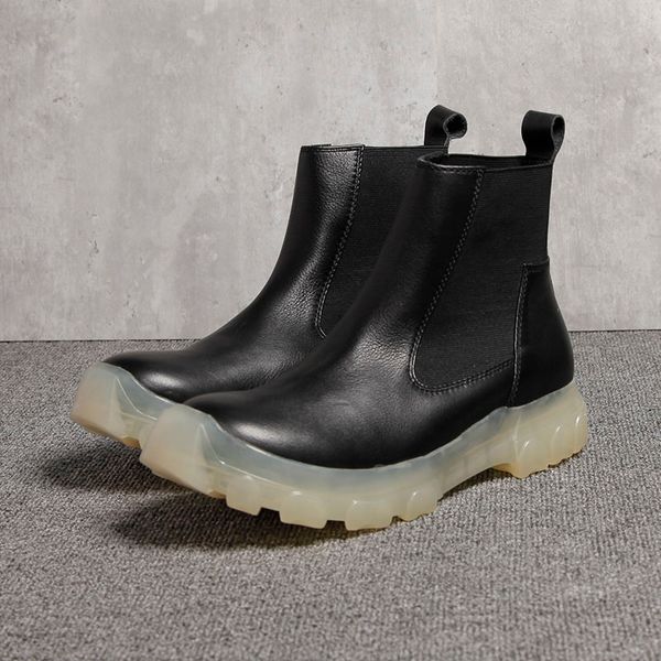 british ro men chelsea boots tank sole man platform shoes genuine leather waterproof mens trainer sneakers, Black
british ro men chelsea boots tank sole man platform shoes genuine leather waterproof mens trainer sneakers, Black