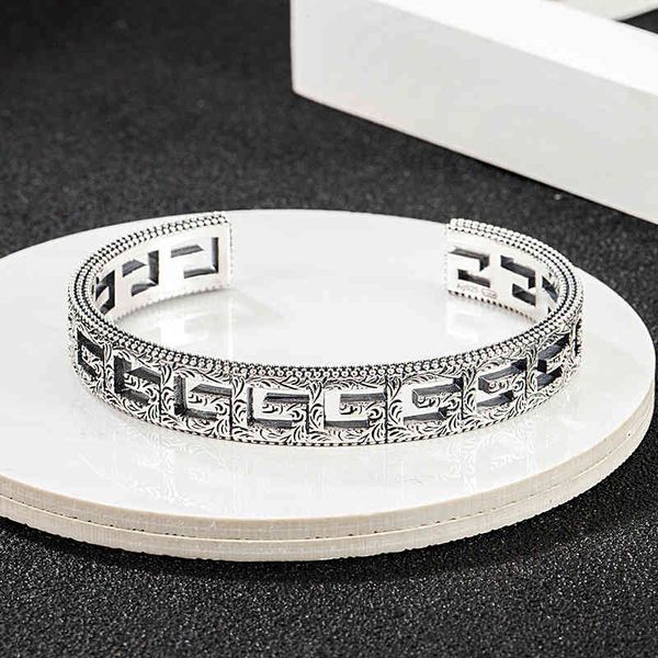 outlet sterling silver s925 double carved opening hollowed out letters old simple men's and women's wide version bracelet, Black
outlet sterling silver s925 double carved opening hollowed out letters old simple men's and women's wide version bracelet, Black