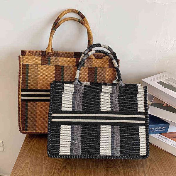 fashion tote lattice shopping bag large capacity canvas portable women one shoulder bag fashion 220516
fashion tote lattice shopping bag large capacity canvas portable women one shoulder bag fashion 220516