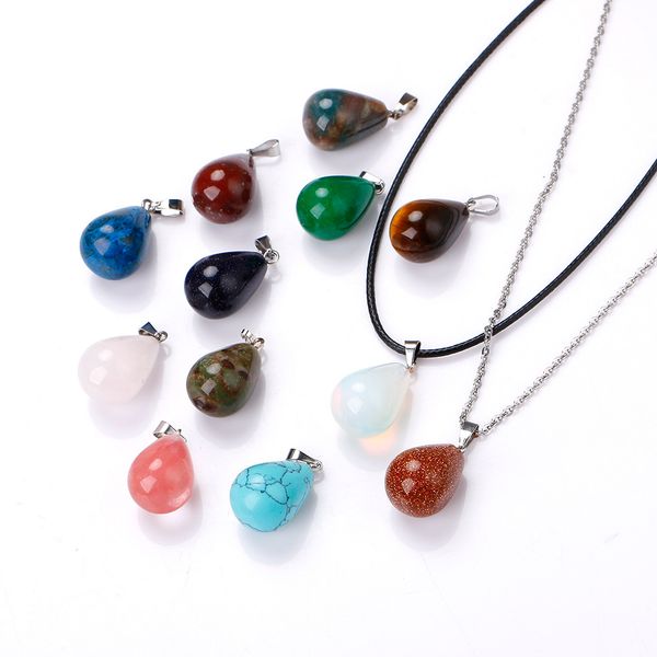 natural stone water drop pendant necklace opal tiger's eye pink quartz crystal chakra reiki healing pendulum necklaces for women jewelr, Silver
natural stone water drop pendant necklace opal tiger's eye pink quartz crystal chakra reiki healing pendulum necklaces for women jewelr, Silver