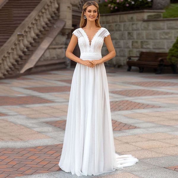 new bridal double shoulder wedding dress mori simple deep v-neck slim a-line travel shoot small trailing soft yarn lace wed dresses vestido, White
new bridal double shoulder wedding dress mori simple deep v-neck slim a-line travel shoot small trailing soft yarn lace wed dresses vestido, White