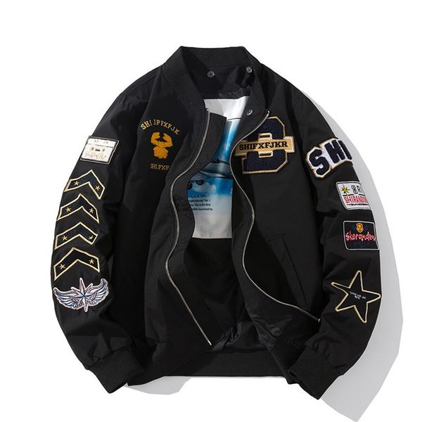 bomber jacket embroidery mens women badge pilot jacket hip hop baseball fashion couple coat spring autumn hipster 2020341f, Black;brown
bomber jacket embroidery mens women badge pilot jacket hip hop baseball fashion couple coat spring autumn hipster 2020341f, Black;brown