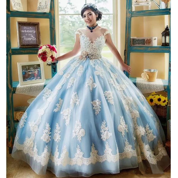 popular light sky blue and white quinceanera dress cap short sleeve applique lace with beads sash bow vestidos de 15 anos ball gown 2022, Blue;red
popular light sky blue and white quinceanera dress cap short sleeve applique lace with beads sash bow vestidos de 15 anos ball gown 2022, Blue;red