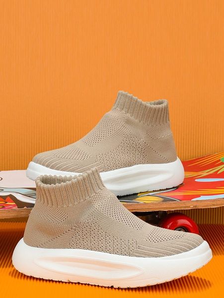 boys knit detail sock sneakers she01, Black 
boys knit detail sock sneakers she01, Black