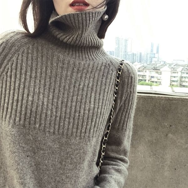 high collar sweater female wave autumn korean version of the loose fashion lazy wind pullover sweater y200116, White;black
high collar sweater female wave autumn korean version of the loose fashion lazy wind pullover sweater y200116, White;black
