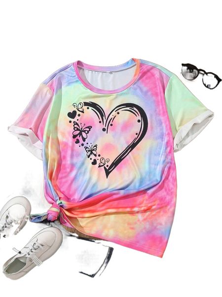 plus butterfly & heart print tie dye tee p5ko#, Black
plus butterfly & heart print tie dye tee p5ko#, Black