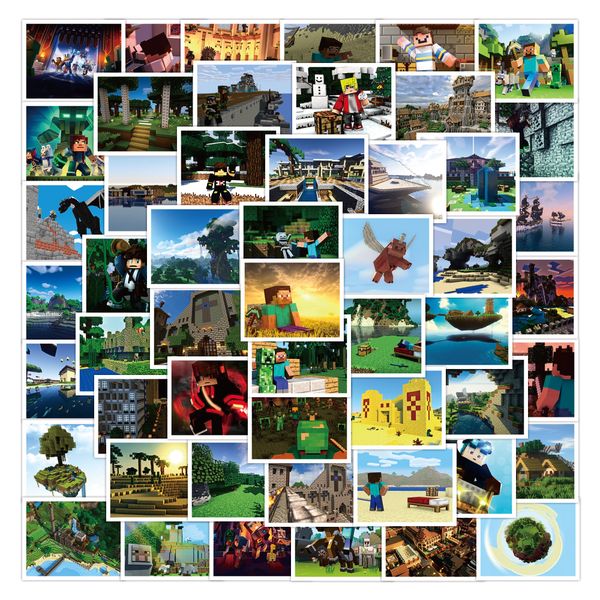 50pcs cute game my world cartoon sticker for car lappad bicycle motorcycle ps4 phone luggage fridge guitar decals