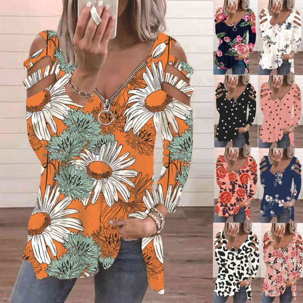 women's t-shirt clothing 2022 autumn and winter v-neck zipper loose print off shoulder long sleeve t-shirt women u5na, White
women's t-shirt clothing 2022 autumn and winter v-neck zipper loose print off shoulder long sleeve t-shirt women u5na, White