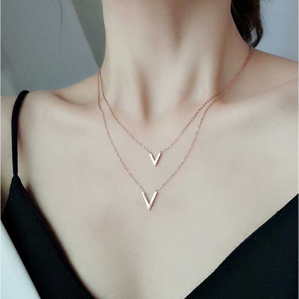 pendant necklaces 316l stainless steel 2022 fashion jewelry minimalism hipster 2 layer v shape charms chain choker for women, Silver
pendant necklaces 316l stainless steel 2022 fashion jewelry minimalism hipster 2 layer v shape charms chain choker for women, Silver