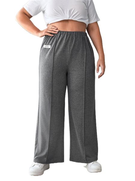 plus patch detail wide leg sweatpants n0yw#, Black