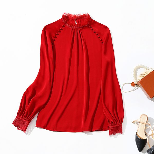 women's blouses & shirts silk shirt long sleeve spring and summer lace fungus edge stand collar high-end mulberry silk women's dyv, White
women's blouses & shirts silk shirt long sleeve spring and summer lace fungus edge stand collar high-end mulberry silk women's dyv, White