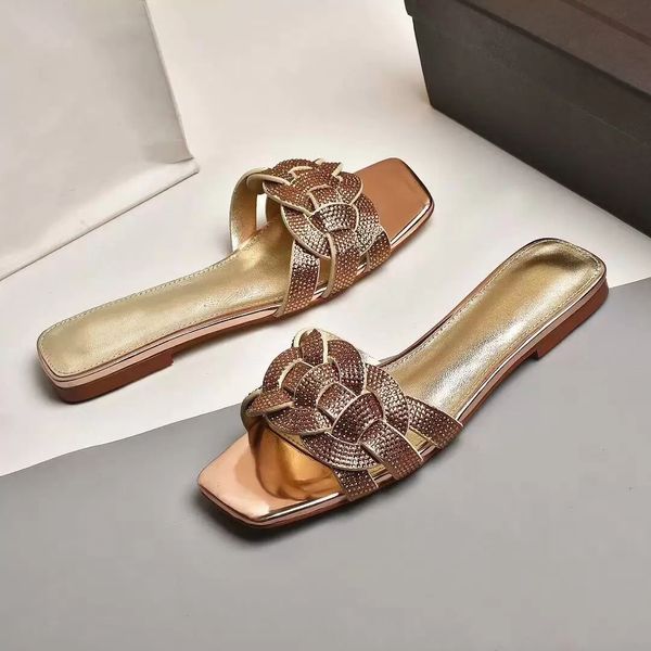 2022 summer beach slide tribute sandals flats intertwining straps strass flip flops slipper r outdoor slides sandalias, Black 
2022 summer beach slide tribute sandals flats intertwining straps strass flip flops slipper r outdoor slides sandalias, Black