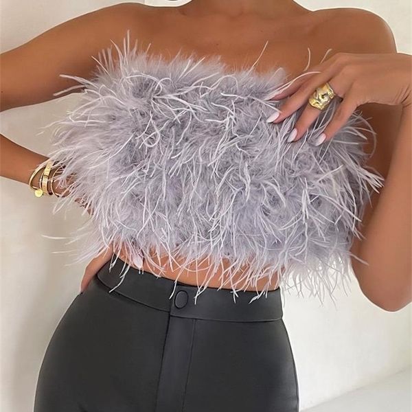 feather cropped tank women fashion fluffy backless solid tube female spring summer lady party club vest 220316, White
feather cropped tank women fashion fluffy backless solid tube female spring summer lady party club vest 220316, White