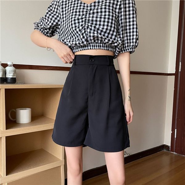 5 sizes solid simple black fashion loose all match basic high waist elastic korean style women shorts 210426, White;black
5 sizes solid simple black fashion loose all match basic high waist elastic korean style women shorts 210426, White;black