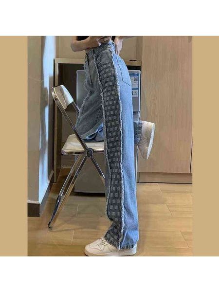 plaid stitching burrs straight blue jeans women's spring summer high waist loose thin wide leg denim trousers female large size t220728
plaid stitching burrs straight blue jeans women's spring summer high waist loose thin wide leg denim trousers female large size t220728
