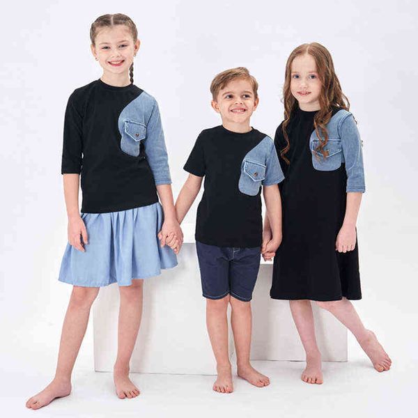 kids boys girls spring summer cotton jersey denim family matching dress 12m to 14 years baby teen children clothing tb1156 aa220326, Red;yellow
kids boys girls spring summer cotton jersey denim family matching dress 12m to 14 years baby teen children clothing tb1156 aa220326, Red;yellow