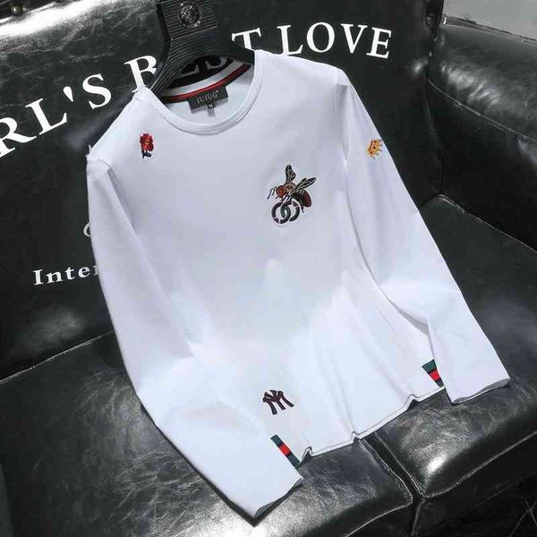 men's luxury fashion brands menswear 2022 and new embroidery round long sleeve t-shirt casual bottoming shirt men, Black
men's luxury fashion brands menswear 2022 and new embroidery round long sleeve t-shirt casual bottoming shirt men, Black