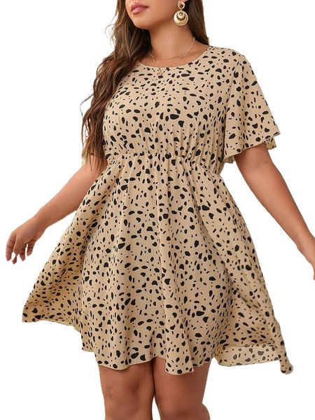 plus dalmatian print butterfly sleeve a-line dress k6zx#, Black
plus dalmatian print butterfly sleeve a-line dress k6zx#, Black