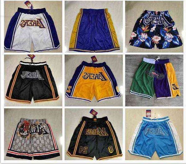 los angeles''lakers''men throwback basketball shorts pocket purple, White;black