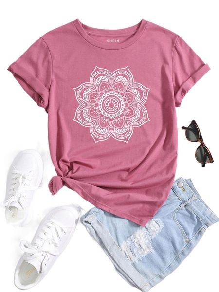 mandala print round neck tee f4tl#, White
mandala print round neck tee f4tl#, White