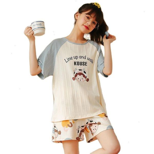 women short sleeve pajamas set summer knitted cotton sleepwear cartoon girls nightwear casual soft female homewear, Black;red
women short sleeve pajamas set summer knitted cotton sleepwear cartoon girls nightwear casual soft female homewear, Black;red