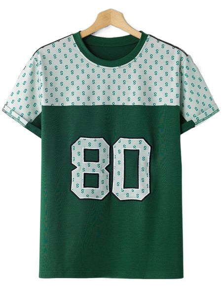 men number embroidered color-block tee f4b7#, White;black
men number embroidered color-block tee f4b7#, White;black