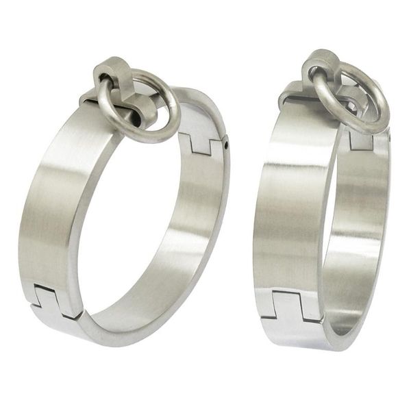 bangle brushed stainless steel lockable slave wrist and ankle cuffs bracelet with removable o ring, Black
bangle brushed stainless steel lockable slave wrist and ankle cuffs bracelet with removable o ring, Black