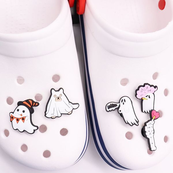 single sale 1pcs cute white ghost palm shoe charms accessories decorations pvc croc jibz buckle for kids party xmas gifts, White;pink
single sale 1pcs cute white ghost palm shoe charms accessories decorations pvc croc jibz buckle for kids party xmas gifts, White;pink