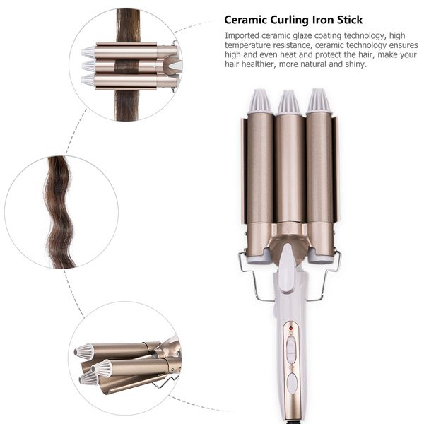 triple barrel ceramic curling iron electric hair perm waver styling wand hair curler hair waver styling tools styler perfec
triple barrel ceramic curling iron electric hair perm waver styling wand hair curler hair waver styling tools styler perfec
