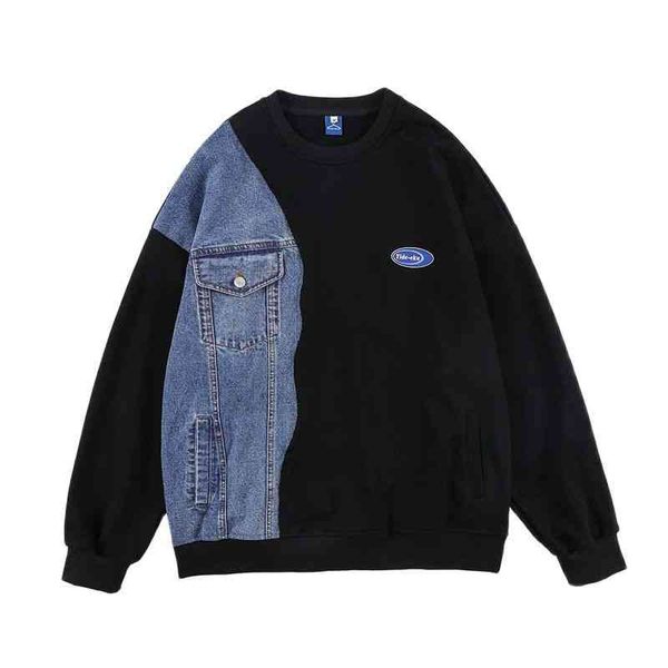 niche design sense denim stitching sweater mens and womens oversized hoodies cotton autumn pullovers casual fashion streetwear, Black
niche design sense denim stitching sweater mens and womens oversized hoodies cotton autumn pullovers casual fashion streetwear, Black