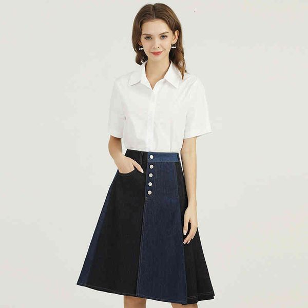 women's two piece pants fashion temperament women's clothing spring and summer lapel white shirt + denim splicing knee length skir
women's two piece pants fashion temperament women's clothing spring and summer lapel white shirt + denim splicing knee length skir
