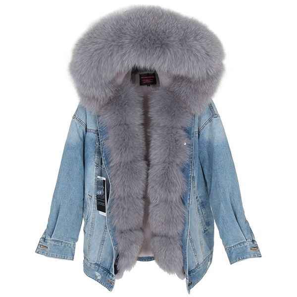 maomaokong natural rabbit fur lined denim jacket fur coat coat fashion denim fur warm lady winter jacket women parka 201112, Black 
maomaokong natural rabbit fur lined denim jacket fur coat coat fashion denim fur warm lady winter jacket women parka 201112, Black