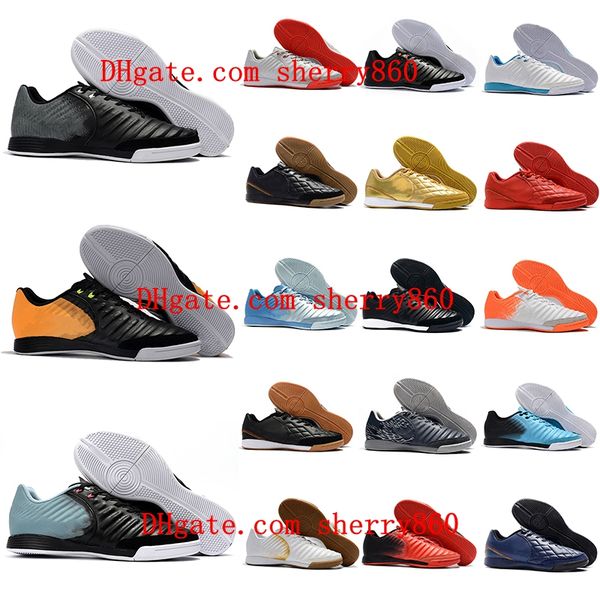 Image of 2022 Mens Soccer Shoes Tiempo Ligera IV IC Cleats Indoor Red Blue Black Football Boots