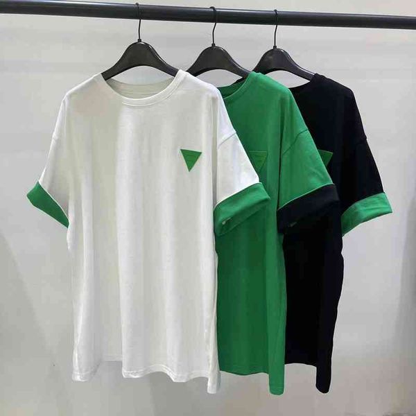 2022 early spring fashion triangle loose short sleeve cuffs color contrast fried street round neck t-shirt diamond supply shirts, White
2022 early spring fashion triangle loose short sleeve cuffs color contrast fried street round neck t-shirt diamond supply shirts, White
