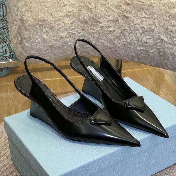 fashion woman sandal wedge shoes luxury designers lady slipper sandalias brushed leather slingback pumps pointed toe women high heels, Black
fashion woman sandal wedge shoes luxury designers lady slipper sandalias brushed leather slingback pumps pointed toe women high heels, Black