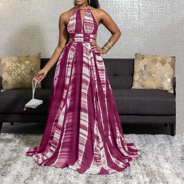 women backless sleeveless maxi dress summer printed halter beachwear ladies party dress, Black;gray
women backless sleeveless maxi dress summer printed halter beachwear ladies party dress, Black;gray