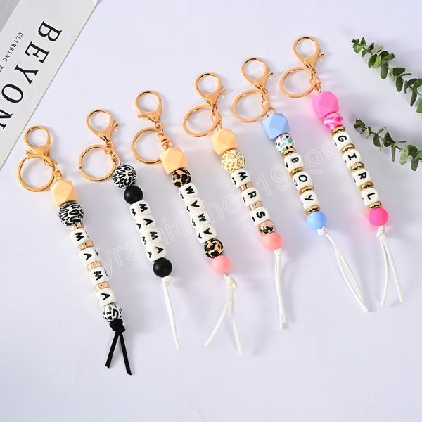 women jewelry leopard silicone beaded keychain fashion letter bead key holder, Red;brown
women jewelry leopard silicone beaded keychain fashion letter bead key holder, Red;brown