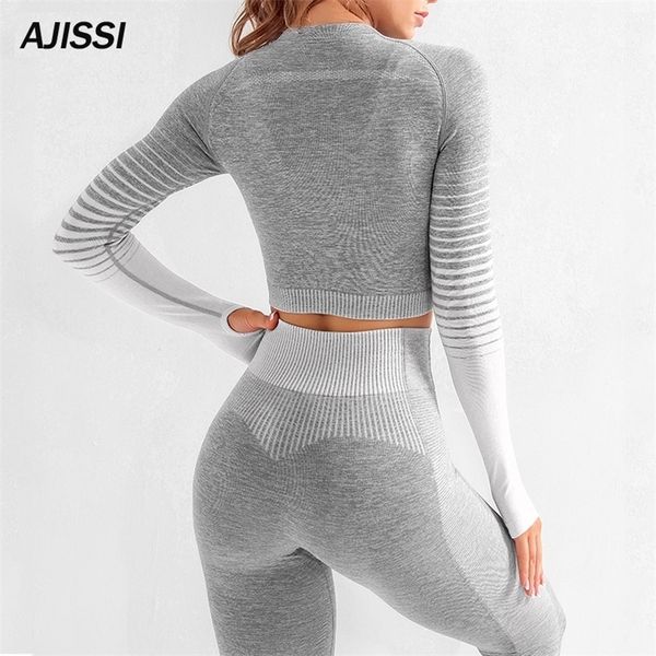 seamless women yoga set workout sportswear gym clothing fitness long sleeve crop high waist leggings sports suits 220317, Gray
seamless women yoga set workout sportswear gym clothing fitness long sleeve crop high waist leggings sports suits 220317, Gray