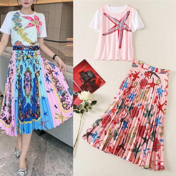summer high-quality baroque starfish print two piece dress t-shirt pleated skirt339j, White
summer high-quality baroque starfish print two piece dress t-shirt pleated skirt339j, White
