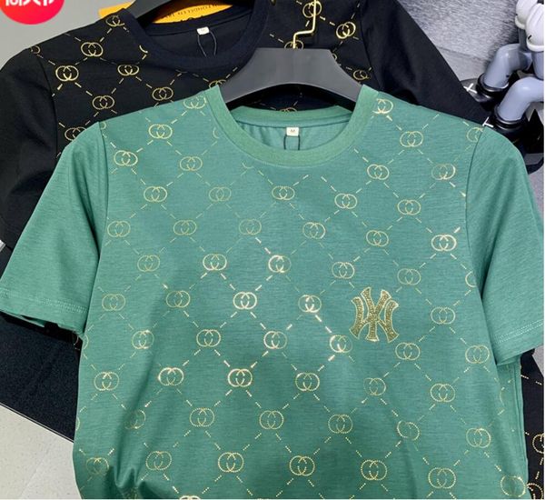 european station high-quality men's t-shirt letter drill mercerized cotton short-sleeved t-shirt summer thin youth ice silk half-sleeve, White;black
european station high-quality men's t-shirt letter drill mercerized cotton short-sleeved t-shirt summer thin youth ice silk half-sleeve, White;black
