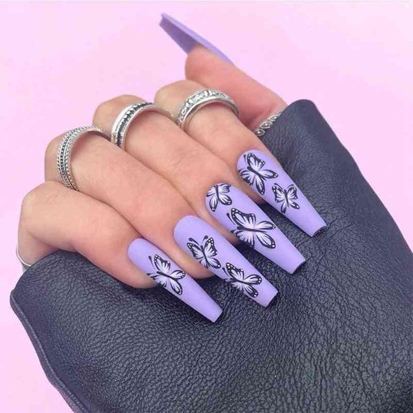 false nails 24pcs matte fake long butterfly coffin with glue purple manicure ballerina press on faux ongles 0616
false nails 24pcs matte fake long butterfly coffin with glue purple manicure ballerina press on faux ongles 0616