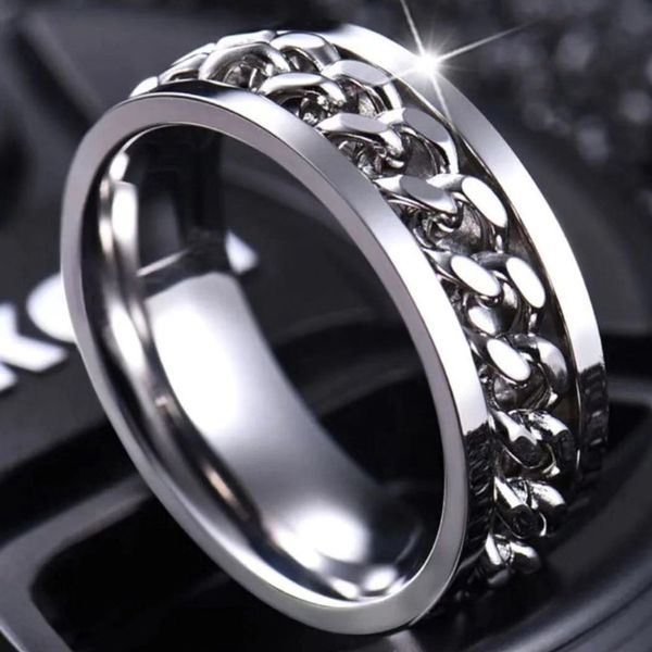 cool stainless steel rotatable couple ring spinner chain rotable rings for women man punk jewelry party gift 220719gx, Silver
cool stainless steel rotatable couple ring spinner chain rotable rings for women man punk jewelry party gift 220719gx, Silver