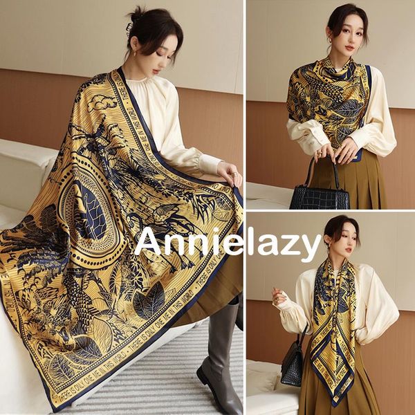110 110cm luxury brand silk scarf women square print shalw wrap hijab scarves female bandana satin head beach pareo stoles, Blue;gray
110 110cm luxury brand silk scarf women square print shalw wrap hijab scarves female bandana satin head beach pareo stoles, Blue;gray